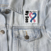 私の息子私の英雄愛国心が強い米国のリボン 缶バッジ (インサイチュ)