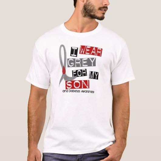 私の息子37のための糖尿病Iの衣服の灰色 Tシャツ (正面)