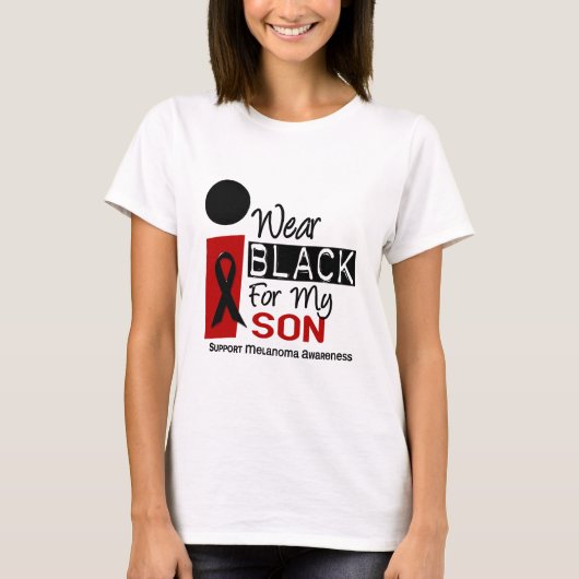 私の息子9のためのメラノーマIの衣服の黒 Tシャツ (正面)