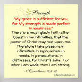 私の恵みはあなたのために十分である聖書引用文祈りの言葉 ポスター (正面)