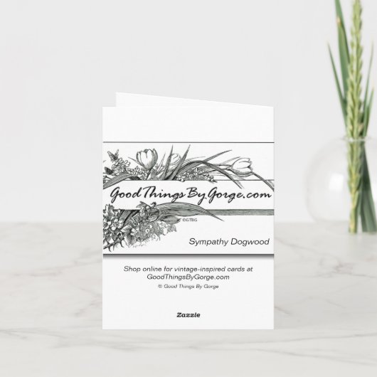 私の悔やみや弔慰:ハナミズキの花の大小 カード (裏面)