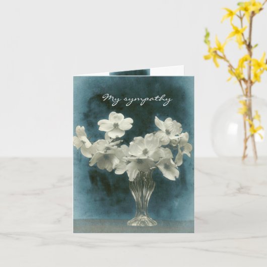 私の悔やみや弔慰：ハナミズキの花の大小 カード (黄色い花)