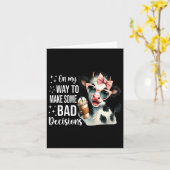 私の悪い決定への道に牛がいる カード (黄色い花)
