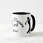 私の情熱はゴルフだ。編集可能文字 マグカップ (正面右)