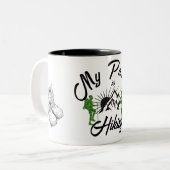 私の情熱は、ハイキング、山、歩くブーツ ツートーンマグカップ (正面左)