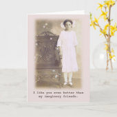私の想像上の友人よりも良いヴィンテージ写真 カード (黄色い花)
