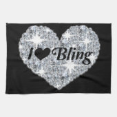 私の愛かわいらしする銀ダイヤモンドハートきらきら光る キッチンタオル (横)