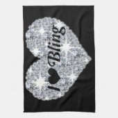 私の愛かわいらしする銀ダイヤモンドハートきらきら光る キッチンタオル (縦)