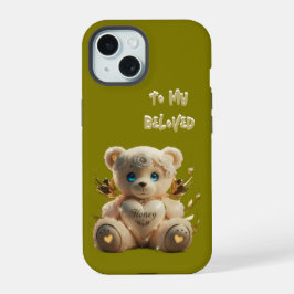 私の愛する人へ – 磁器インスパイアテディベア iPhone 15ケース
