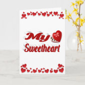 私の愛する人 バレンタインデーの赤いハート カード (黄色い花)