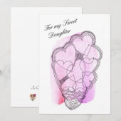 私の愛する娘へのバレンタイン フラット ホリデー カード (正面/裏面)