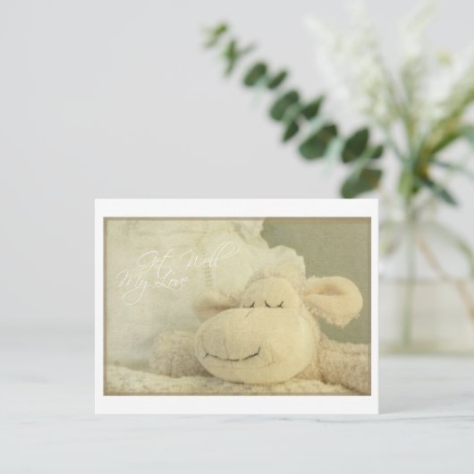 私の愛する羊の睡眠を良く取得する病気 – グリーティングカード ポストカード (スタンド正面)