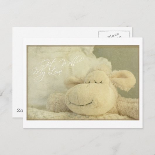 私の愛する羊の睡眠を良く取得する病気 – グリーティングカード ポストカード (正面/裏面)