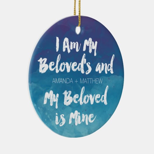 私の愛する色は私の青パーソナライズされた水 セラミックオーナメント (右)