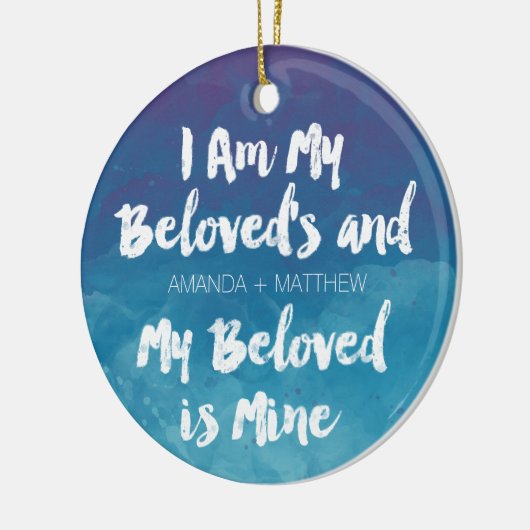 私の愛する色は私の青パーソナライズされた水 セラミックオーナメント (左)