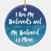 私の愛する色は私の青パーソナライズされた水 セラミックオーナメント (裏面)