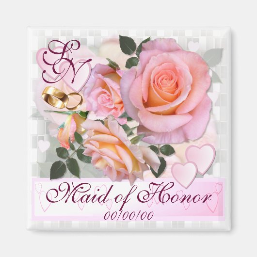 私の愛のためのバラ～結婚式の引き出物マグネット マグネット (正面)