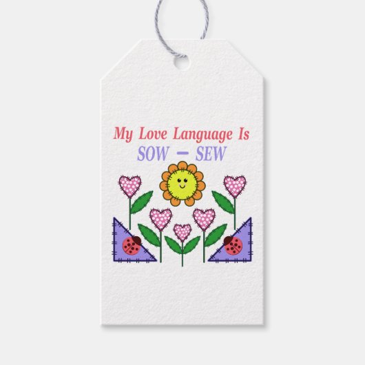私の愛の言語は播種されている – Sew ギフトタグ (正面)