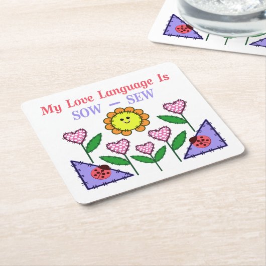 私の愛の言語は播種されている – Sew スクエアペーパーコースター (アングル)