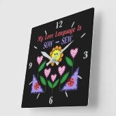 私の愛の言語は播種されている – Sew スクエア壁時計 (傾斜)