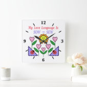 私の愛の言語は播種されている – Sew スクエア壁時計 (ホーム)