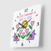 私の愛の言語は播種されている – Sew スクエア壁時計 (傾斜)