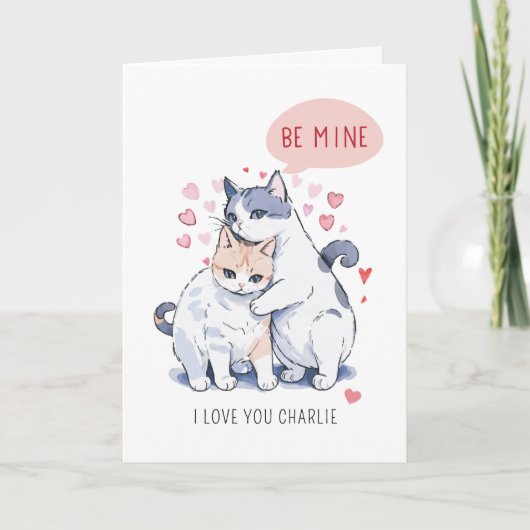 私の愛らしい猫カップル バレンタインデー シーズンカード (正面)