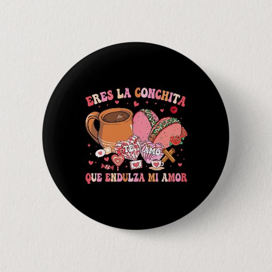 私の愛を甘くする小さな貝殻 メキシコのバレン 缶バッジ (正面)