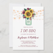 私の愛を誓うBBQ ひまわり ワインレッドのバラ ライトエンゲージメント 招待状 (正面)