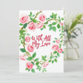 私の愛エレガントのピンクのバラハート カード (スタンド正面)