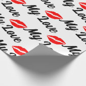 私の愛カスタムとキス ラッピングペーパー (角)