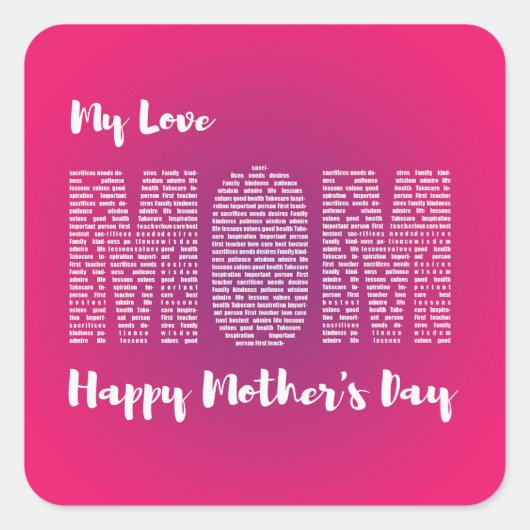 私の愛ママ幸せな母親の日Tシャツ スクエアシール (正面)