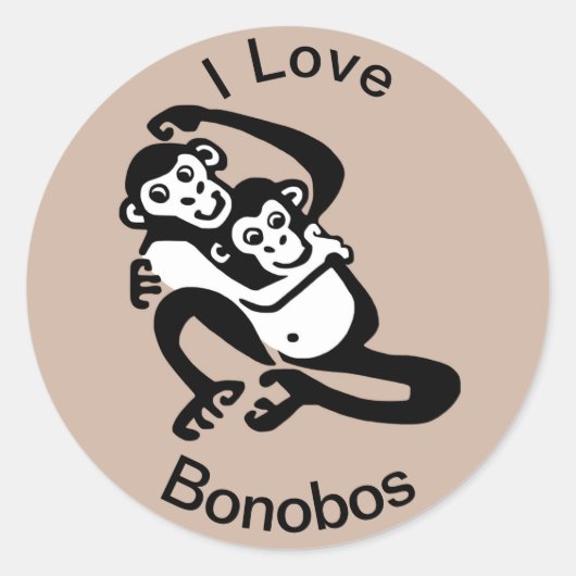 私の愛 – BONOBOS – チンパンジー – 野生生物 – 自然- ラウンドシール (正面)