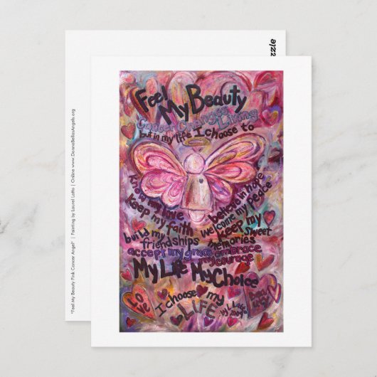 私の感じ美しいピンクがん天使はがき ポストカード (正面/裏面)