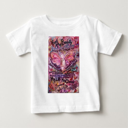 私の感じ美しいピンクがん天使 ベビーTシャツ (正面)