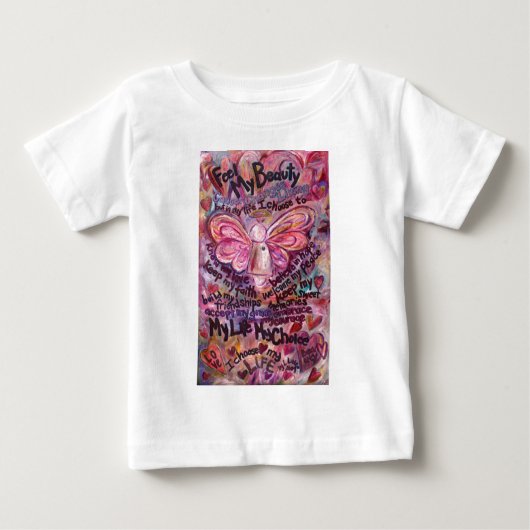 私の感じ美しいピンクがん天使 ベビーTシャツ (正面)