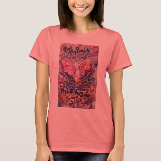 私の感じ美しいピンクがん天使 Tシャツ (正面)