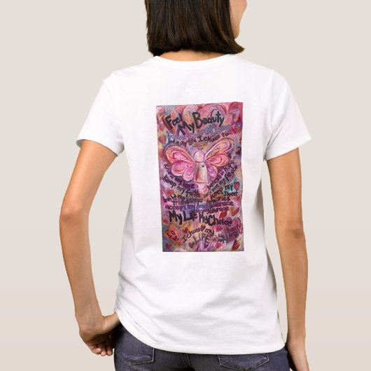 私の感じ美しいピンクがん天使Tシャツ Tシャツ (裏面)