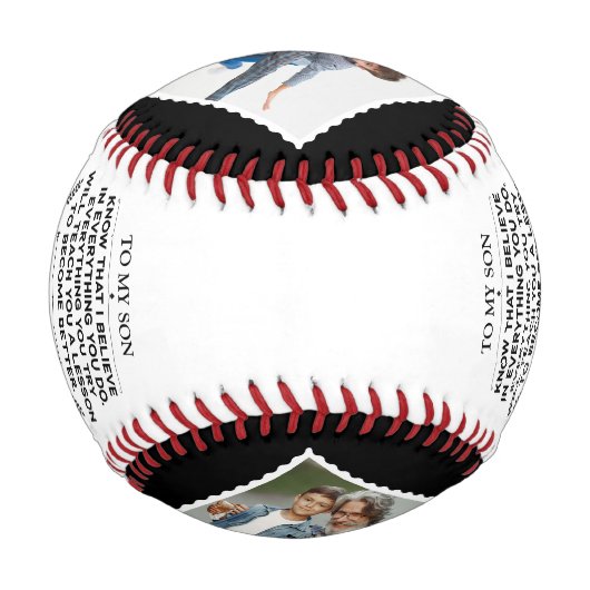 私の感動的息子への言葉とカスタム4枚の写真 野球ボール (裏面)