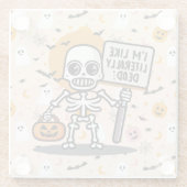 私の感覚は文字通り死んでいる スプークタキュラーに楽しいハロウィン ガラスコースター (裏面)