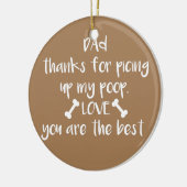 私の感謝していウンチと物犬を拾うパパ セラミックオーナメント (左)