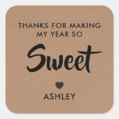 私の感謝してい年を甘い先生ラベルにして スクエアシール (正面)