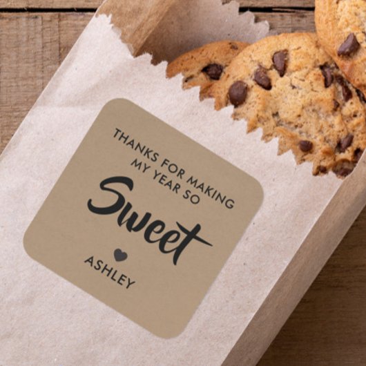 私の感謝してい年を甘い先生ラベルにして スクエアシール