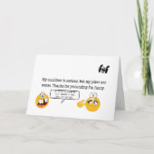 私の感謝してい恐ろしいジョークを笑って サンキューカード (正面)