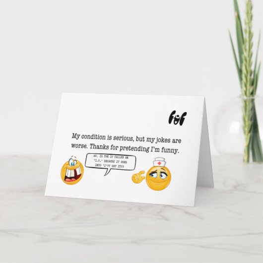 私の感謝してい恐ろしいジョークを笑って サンキューカード (正面)