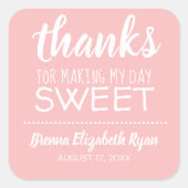 私の感謝してい日を甘くピンクに スクエアシール (正面)