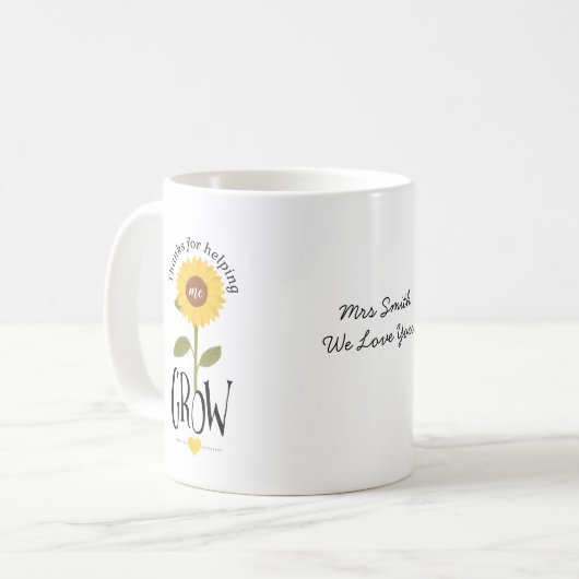 私の感謝してい為にひまわり救済は先生を育てる コーヒーマグカップ (正面左)