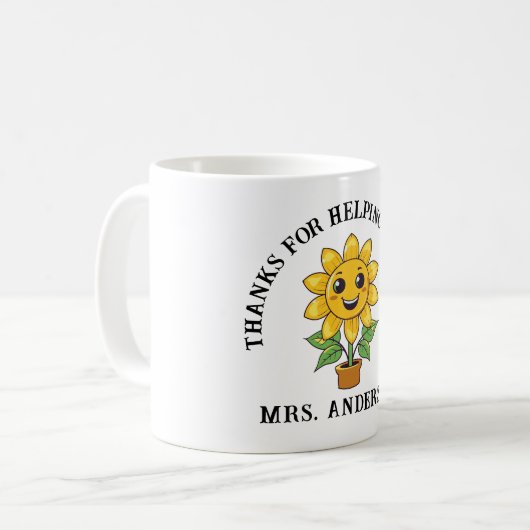 私の感謝してい為にひまわり救済は先生を育てる コーヒーマグカップ (正面左)