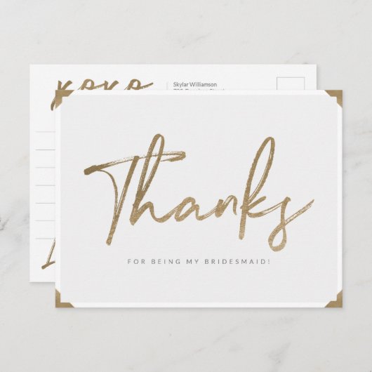 私の感謝してい花嫁の金ゴールドの台本で感謝していす ポストカード (正面/裏面)