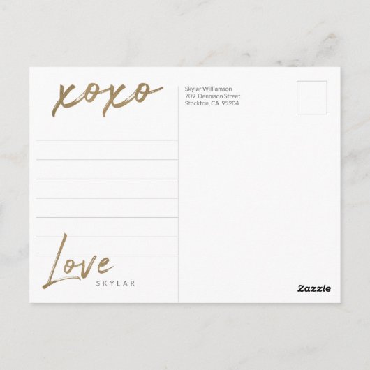 私の感謝してい花嫁の金ゴールドの台本で感謝していす ポストカード (裏面)